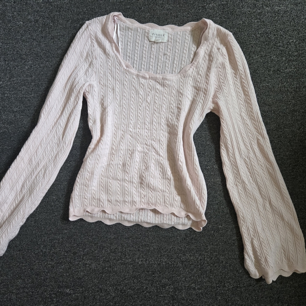 Love Light Pink Long Sleeve Knit Top